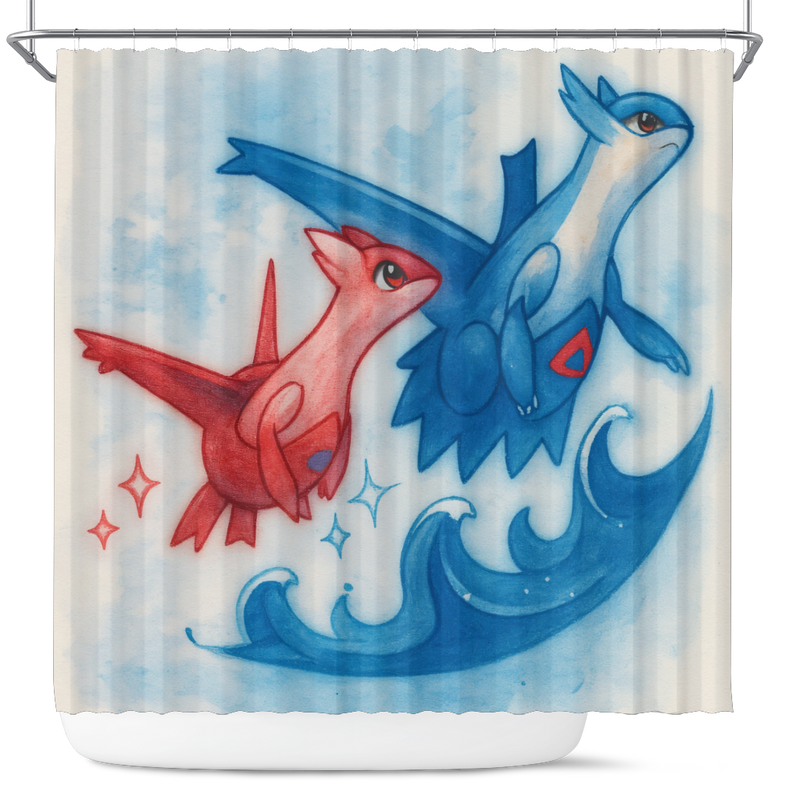 Latios Latias Pokemon Couple Shower Curtain