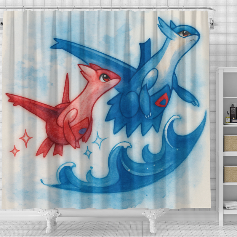 Latios Latias Pokemon Couple Shower Curtain