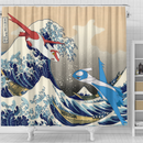 Latios vs Latias Pokemon Great Wave Shower Curtain