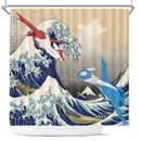 Latios vs Latias Pokemon Great Wave Shower Curtain