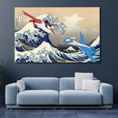 Latios vs Latias Pokemon Great Wave - Living Room - Canvas Wall Art - Print - Wall Decor