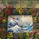 Latios vs Latias Pokemon The Great Wave Japan Woven Throw Blanket