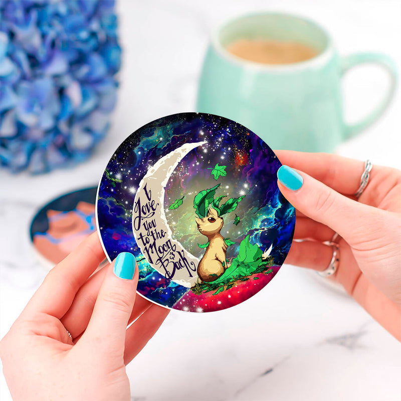 Leafeon Evee Evolution Pokemon Love You To The Moon Galaxy Ceramic Decor Coaster - Gift Idea