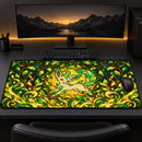 Leafeon Eevee Evolution Pokemon Stained Glass Desk Mat