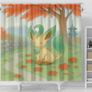 Leafeon Japan Autumn Pokemon Shower Curtain