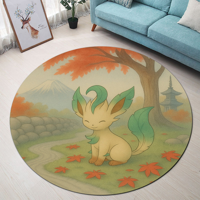 Leafeon Pokemon Japan Autumn Round Rug