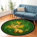 Leafeon Pokemon Stained Glass Round Rug
