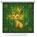 Leafeon Eevee Pokemon Stained Glass Shower Curtain
