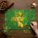 Leafeon Pokemon Stained Glass Jigsaw Puzzle