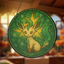 Leafeon Pokemon Stained Glass Suncatcher