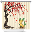 Leafeon Pokemon Under Cherry Blossom Japan Shower Curtain