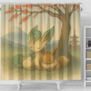 Leafeon And Eevee Pokemon Japan Cherry Blossom Shower Curtain