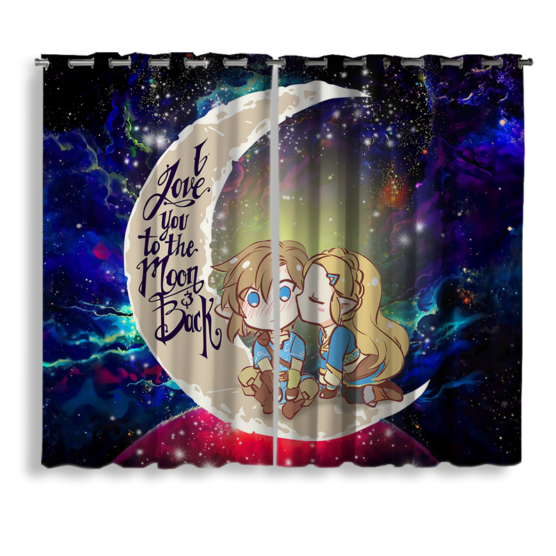 Legend Of Zelda Couple Chibi Couple Love You To The Moon Galaxy Window Curtain