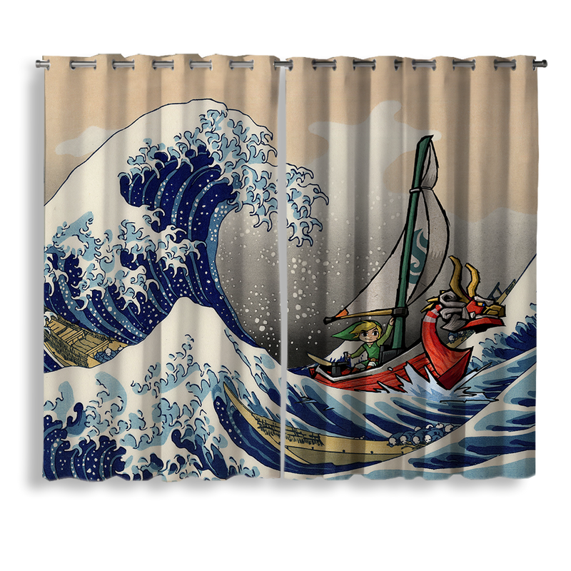 Legend Of Zelda The Great Wave Japan Window Curtain