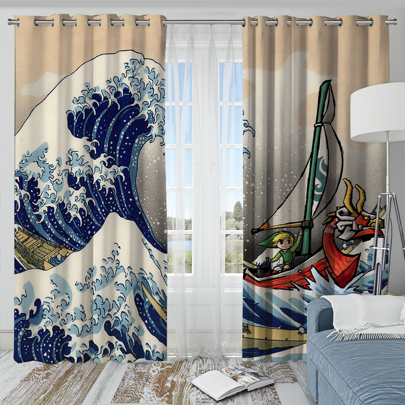 Legend Of Zelda The Great Wave Japan Window Curtain