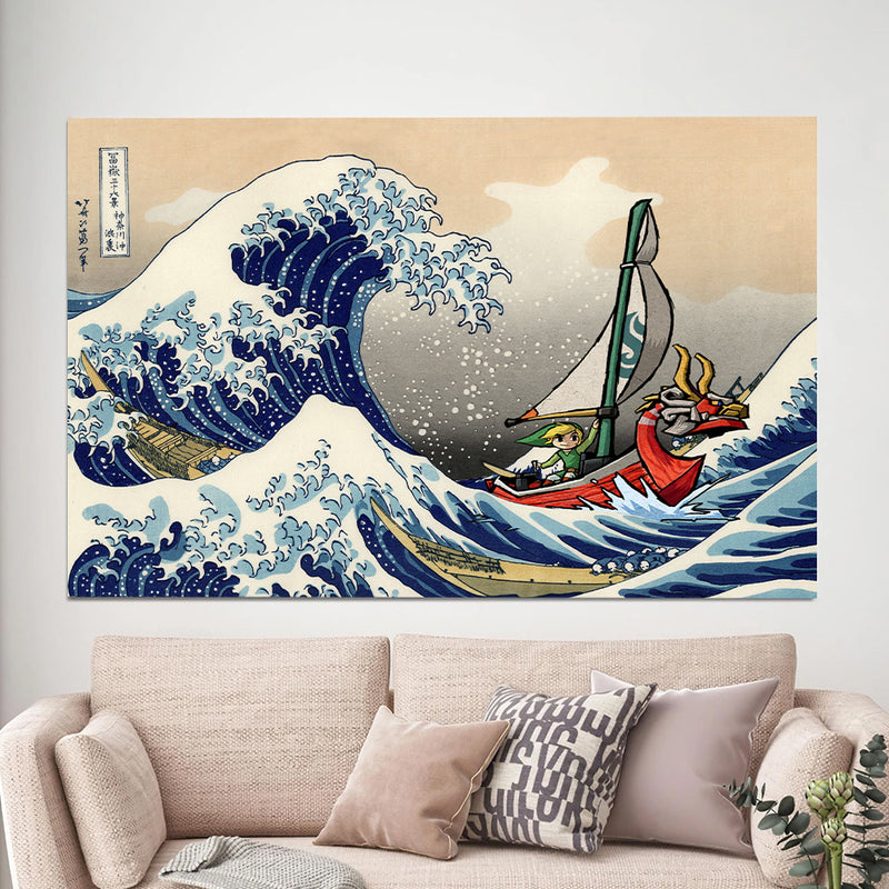 Legend Of Zelda The Great Wave Japan - Living Room - Canvas Wall Art - Print - Wall Decor