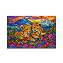 Cute Cheetah Stained Glass Jigsaw Puzzle