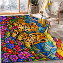 Cute Cheetah Stained Glass Rectangular Area Rug