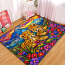 Cute Cheetah Stained Glass Rectangular Area Rug