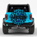 Leopard Pattern Skin Blue Custom Jeep Wheel Cover With Camera Hole