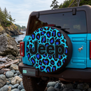 Leopard Pattern Skin Blue Custom Jeep Wheel Cover With Camera Hole