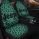 Leopard Pattern Skin Green Custom Car Seat Covers Decor Protectors