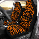 Leopard Pattern Skin Orange Custom Car Seat Covers Decor Protectors