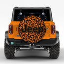 Leopard Pattern Skin Orange Custom Jeep Wheel Cover With Camera Hole