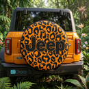 Leopard Pattern Skin Orange Custom Jeep Wheel Cover With Camera Hole