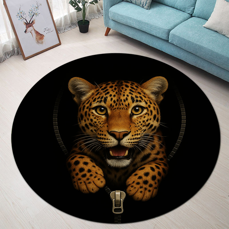 Leopard Zipper Round Rug