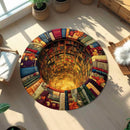 Library Books Round 3D Carpet Round Rug