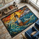 Lighthouse Stained Glass Rectangular Area Rug