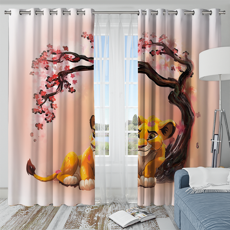 Lion King Simba Cherry Blossom Window Curtain