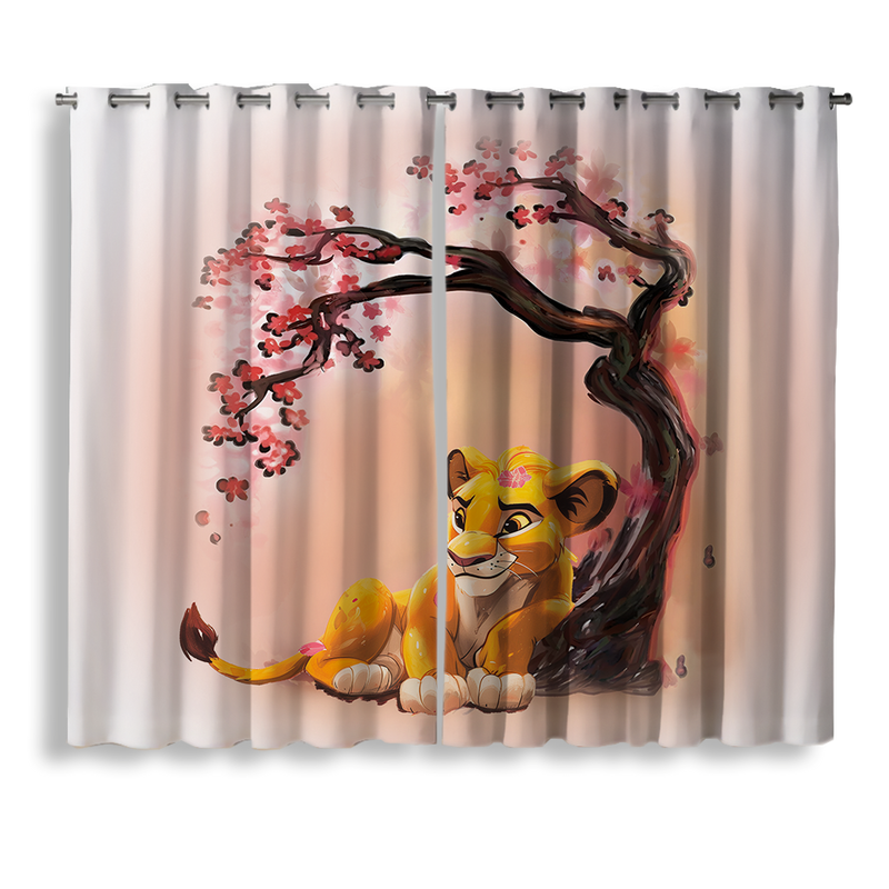 Lion King Simba Cherry Blossom Window Curtain