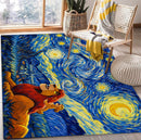 Lion King Under Starry Night Rectangular Area Rug