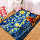 Lion King Under Starry Night Rectangular Area Rug