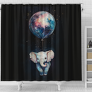 Little Elephant Watercolor Star Night Shower Curtain