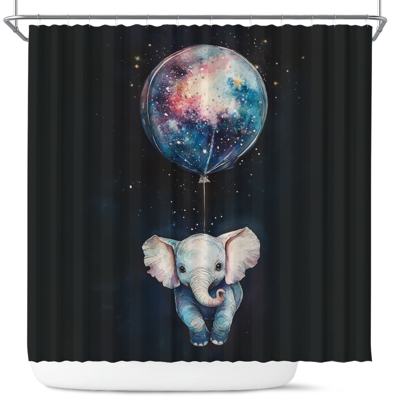 Little Elephant Watercolor Star Night Shower Curtain