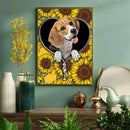 Beagle Sunflower - Living Room - Canvas Wall Art - Print - Wall Decor