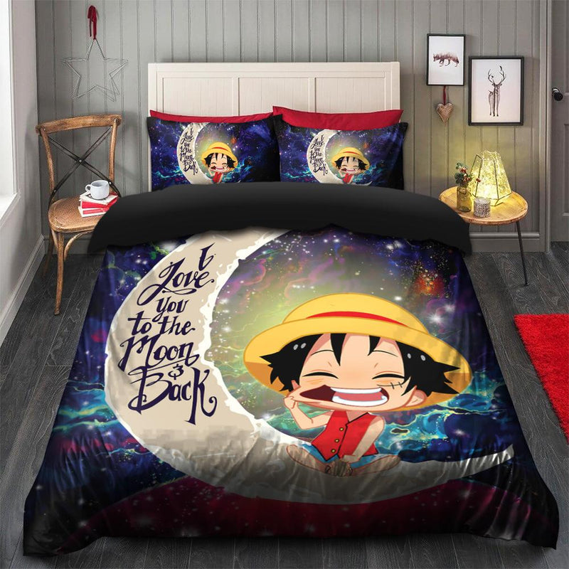 Luffy One Piece Love You To The Moon Galaxy Bedding Set Duvet Cover And 2 Pillowcases Nearkii