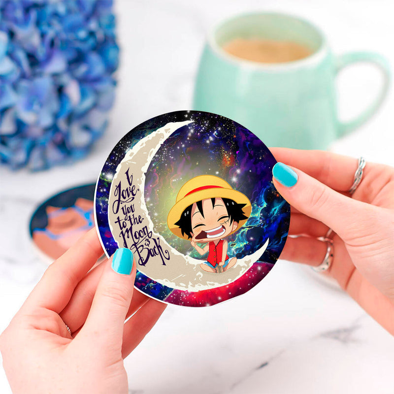 Luffy One Piece Love Love You To The Moon Galaxy Ceramic Decor Coaster - Gift Idea