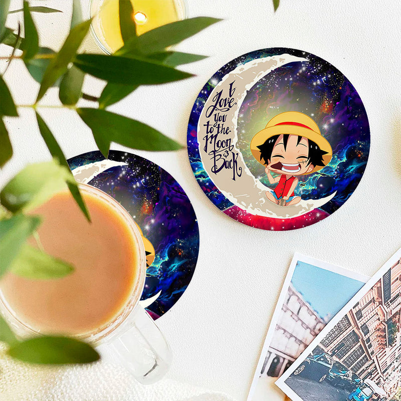 Luffy One Piece Love Love You To The Moon Galaxy Ceramic Decor Coaster - Gift Idea