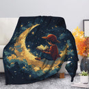 Luffy One Peace Reading On Crescent A Moon Premium Blanket