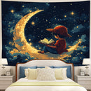 Luffy One Peace Reading On A Crescent Moon Tapestry