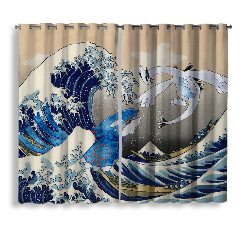 Lugia Vs Kyogre The Great Wave Japan Pokemon Window Curtain