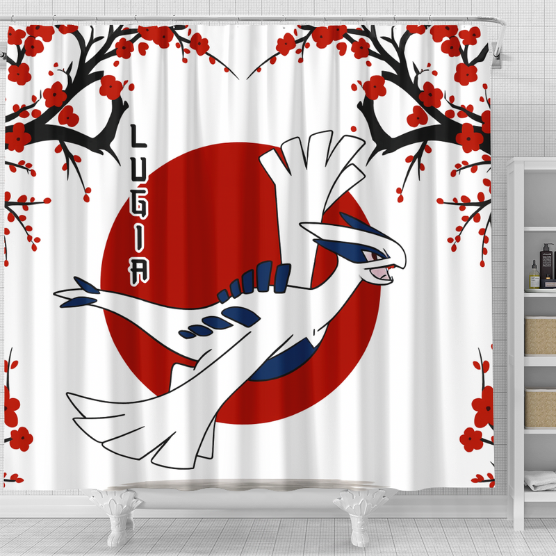 Lugia Pokemon Japan Cherry Blossom Shower Curtain