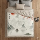 Lugia Pokemon in the Japan Landscape Woven Throw Blanket