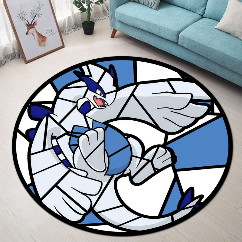 Lugia Pokemon Stained Glass Round Rug