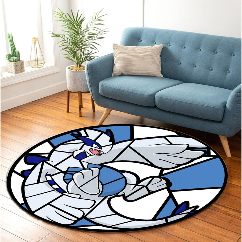 Lugia Pokemon Stained Glass Round Rug