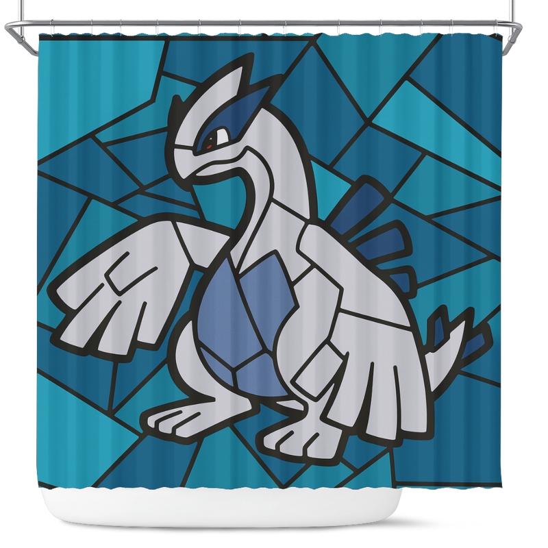 Lugia Pokemon Stained Glass Shower Curtain